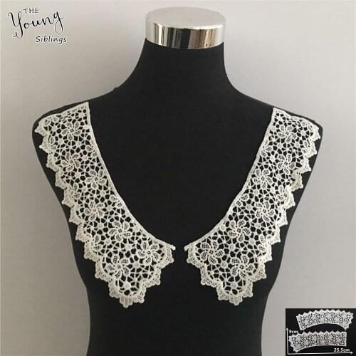 High quality White Lace Fabric Embroidered Applique Neckline Lace Collar DIY Clothing Accessories Craft Sewing Supplies YL1427