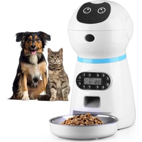 Automatic Pet Feeder Stainless Steel Food Bowl with Recording LCD Display Suitable for Cat Food Dog Food Dispenser Pet Supplies
