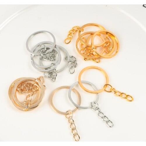 5Pcs/Lot Key Chain Key Ring keychain KC Gold Rhodium 54mm Long Round Split Keyrings Jewelry Making Supplies Wholesale DIY