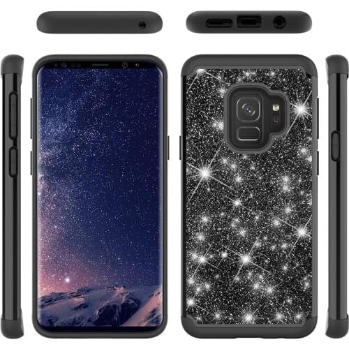Luxury Shiny Case for Samsung Galaxy S9 G960F Glitter Solid Color Shockproof Back Phone Cover For Samsung Galaxy S9+ Plus G965F