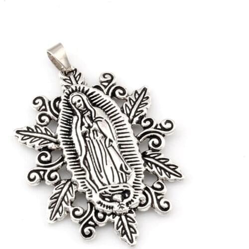Our Lady OF The Holy Scapular Medal Religious Zinc Alloy Charm Pendant Fit Necklace DIY Accessories 37x54.8mm 30pcs
