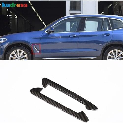 For BMW X3 X 3 2018 2019 Carbon Fiber Black backing Car Front Fender Decoration Side Air Vent Nozzle Sticker Trim Accessories