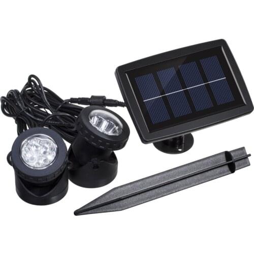 Solar Powered Super Bright Submersible Lamps IP68 Spotlight Projection Lights for Garden Pool Pond Outdoor Underwater Light