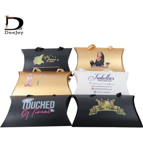 Customized paper pillow box for hair wig extensions bundles