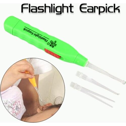 Flashing Light LED Ear Wax Pickers Remover Curette Cleaner Earpick Spoon Care Ear Clean Tool Ear Pick Wax Random Color MFJ99
