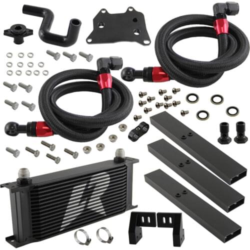 AN10 13 Row Oil Cooler + Oil Lines Kit Fits For VW Golf MK7 GTI Engine EA-888 III Black/Silver