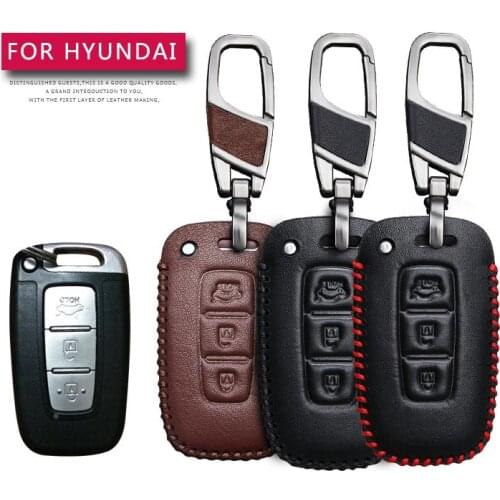 Leather Car Key Case Cover For Hyundai I30 IX45 IX35 Sonata Tucson Santafe Verna Protection Key Shell Skin Bag Only case