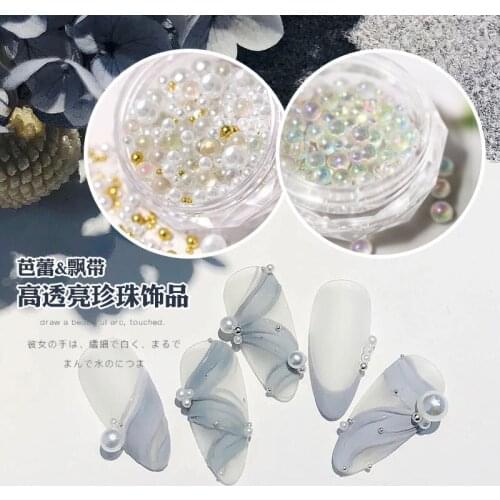 1box Tiny AB Crystal Rhinestones for Nails Shiny Caviar Beads Micro Glass Balls Mix Size Charm Pearls Holo Nail Art Decorations