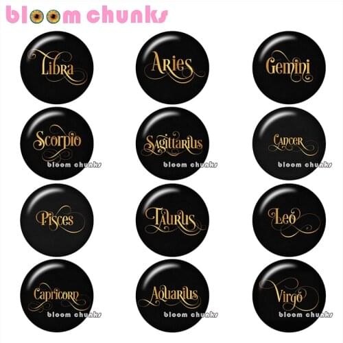 Constellation Zodiac 12mm/18mm/20mm/25mm Round photo glass cabochon demo flat back Making findings Z1789