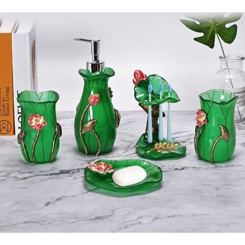 European Style Bathroom Five-piece Resin Wash Kit Bathroom Supplies Toilet Mouthwash Cup Lotion Bottle Toothbrush Holder