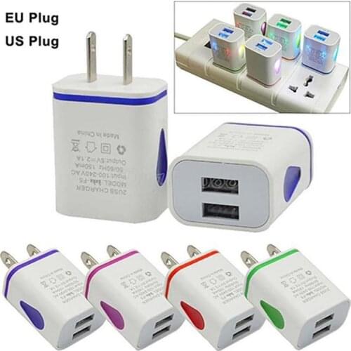 Dual USB Port Wall Charger 5V 2.1A Fast Charging Mobile Phone Charger Power Adapter Wall Plug-in USB Charger Adapter EU/US Plug