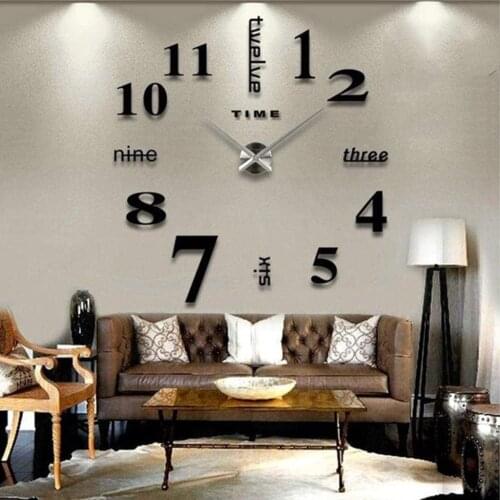 Frameless DIY Wall Clock Modern Design 3D Surface Acrylic Mirror Stickers Home Office Decor For Bedroom Watch Clocks 20515