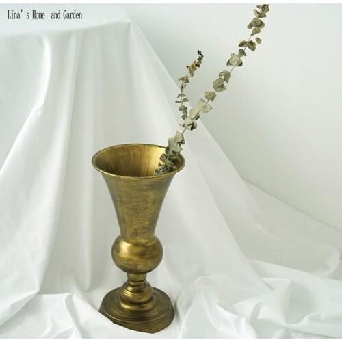 Table stand european style golden antique metal vase