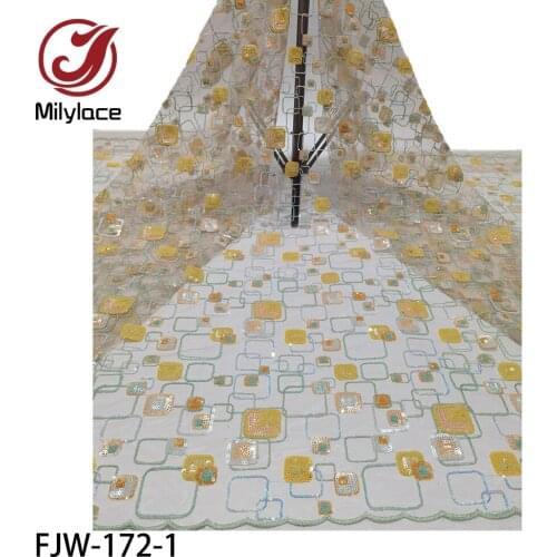 New African Mesh Sequin Lace Fabric 2020 High Quality Lace Bridal Wedding Fabric Tulle Mesh Lace FJW-172