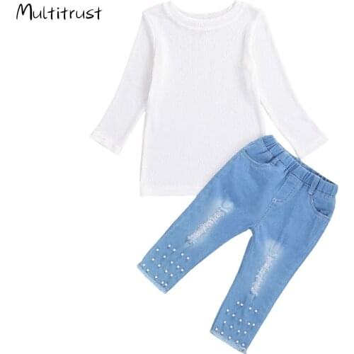 Toddler Girl Clothes Autumn Winter Baby Girls Fashion Clothes Sets Sweater Long Sleeve Pullover Tops Pearl Pants 1-6Y