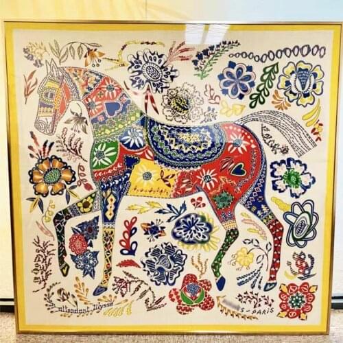 Real silk scarf painting frameless Modern simple living room decoration painting Hanging picture