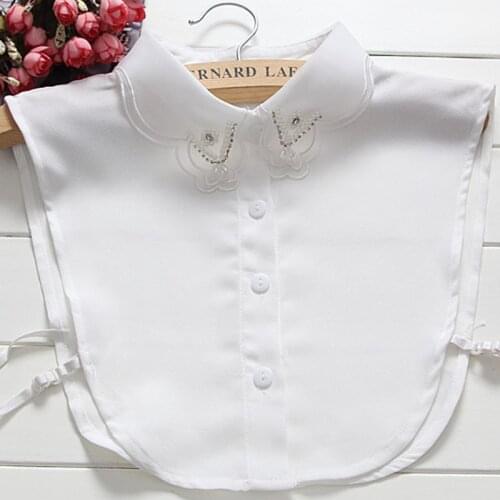 Sweet retro flower collar pearl triangel bead white chiffon Female Rhinestones lady girl gift Decorative Shirt Fake Collar