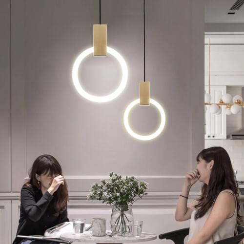 LED Ring Wooden Chandelier Restaurant Living room Stairwell Staircase Chandelier Indoor home Long Chandelier Pendant Lamp