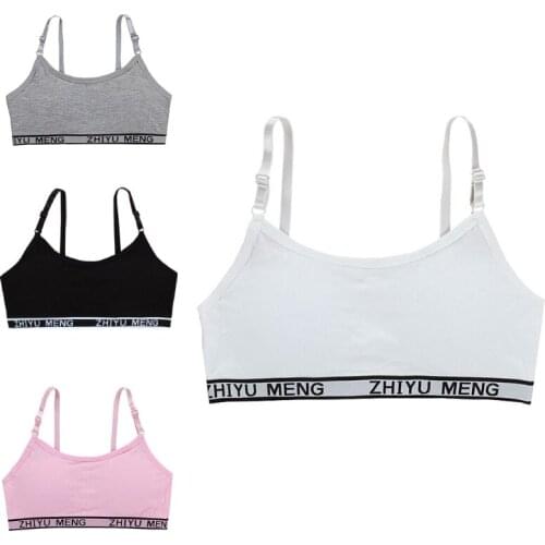 Teenage Girls' Training Bra - Cotton Underwear Seamless Cami Crop Bralette 5 Colors with Letters