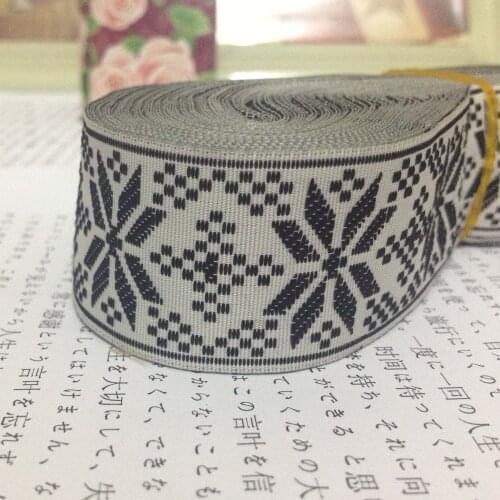 ZERZEEMOOY wholesale 1-1/4'' (30mmx20yards ) Woven Jacquard Ribbon Black and white Flower lace
