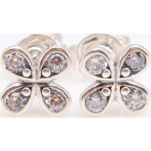 925 Sterling Silver Pan Earring Dazzling Good Lucky Clover Flower Earrings For Women Wedding Gift Fashion Jewelry