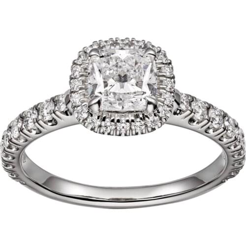 18K Au750 White Gold Ring Women Wedding Anniversary Engagement Party Ring Cushion Moissanite Diamond Elegant Romantic Trendy