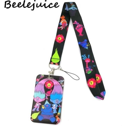 Colorful Troll Cartoon Characters Neck Strap Lanyards badge card holder keychain Mobile Phone Strap Gift Ribbon webbing necklace