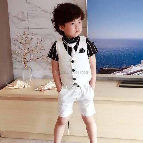 2019 School Boys Summer Sports Clothing Set Kids Short Sleeves Vest +Shorts 2pcs Suit Children Birthday Party Clothing