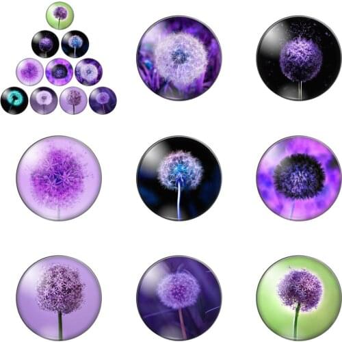 Fashion Colourful Dandelion Round Photo Glass Cabochon Demo Flat Back Making Findings Handmade DIY Accessories