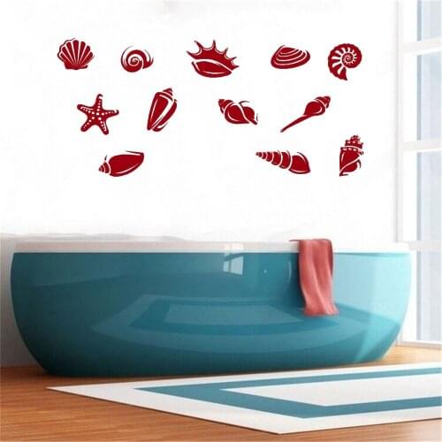 Marine elements wall stickers all kinds of shell wall stickers for bathroom kid bedroom vinyl art mural dw3986