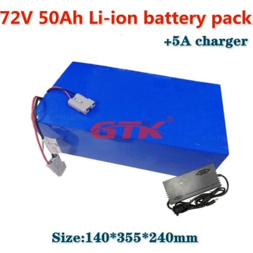 Customized 72v 50Ah lithium ion battery pack with BMS for 5000W 10KW bicycle scooter ebike Motorcycle Forklift Crane truck +5A c
