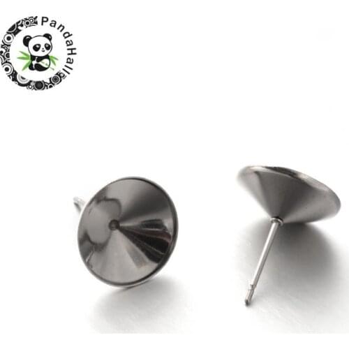 12mm rhinestone setting 200pcs 304 Stainless Steel Jewelry Ear Stud Component Findings for Pointed Back Xilion Rivoli Rhinestone