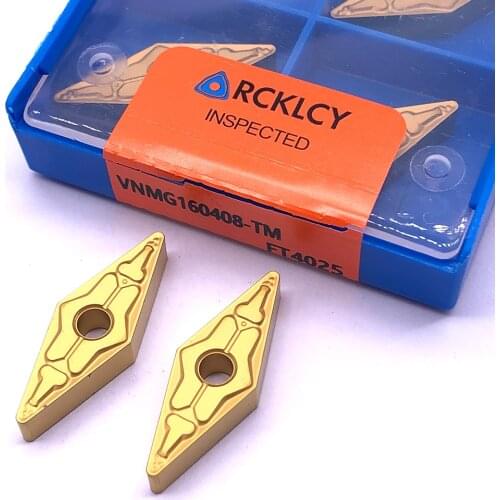 10pcs RCKLCY VNMG160408 TM FT4025 Carbide Blade Turning Tool Lathe CNC Lathe Cutter Turning Tool Inserts for steel