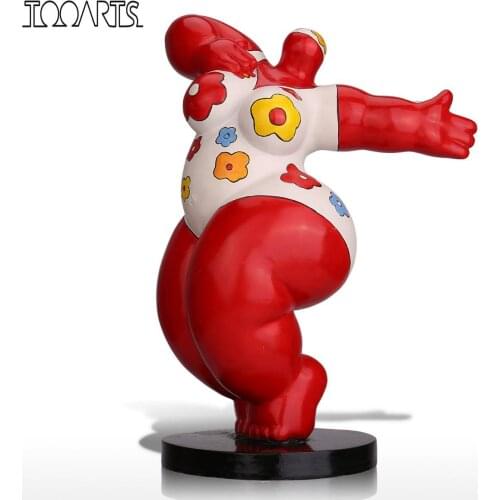 Tooarts Dancing Fat Woman Fiberglass Sculpture Exaggerative Modeling Decorative Ornament Artwork For Home Decoration