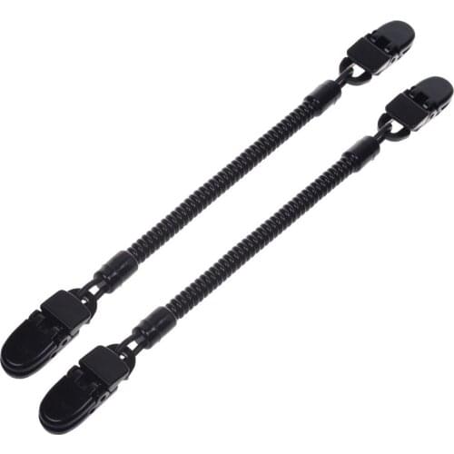 TOPIND 10pcs Black Hat Leash Retainer Clip Keeper for Fishing Apparel Cap Holder with Coiled Cord