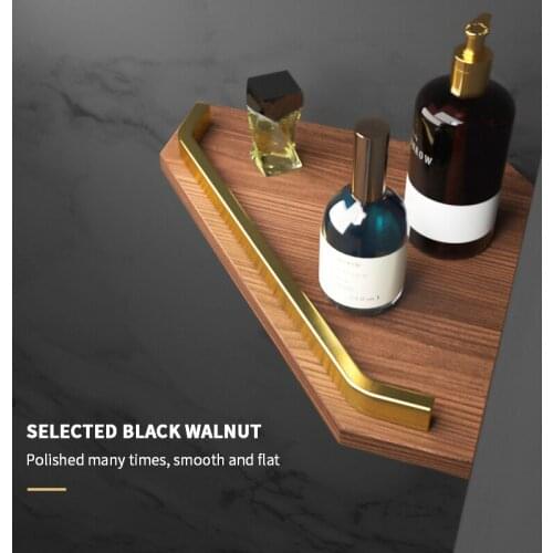Bathroom Corner Shelf Organizer Solid Wood Shelves Shower Storage Rack Wall Holder Shampoo Holder Bathroom Accessories