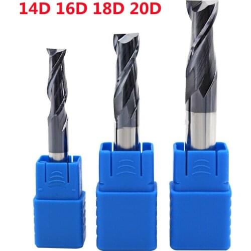 Tungsten Steel Milling Cutter HRC50 Degree 2-Blade Flat-bottomed Knife 14/16/18/20D High-speed Rigid Coating Material