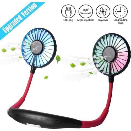2021 Mini USB Portable Fan Neck Fan Neckband With Rechargeable Battery Small Desk handheld Air Cooler Conditioner Fans for Room