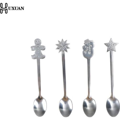 4 pcs/set Stainless Steel Coffee Spoon Christmas Coffee Spoons For Kid Drinking Tea Spoon Christmas Tableware gifts