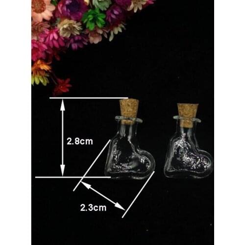 50sets/lot Hot Fashion Cute Mini Wishing Cork Stopper Glass Bottles Vials Jars Containers, Perfume essential oil vial pendant