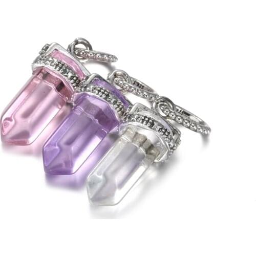 Authentic S925 Silver White Pink Purple Amulet Pendant for Necklaces DIY Jewelry