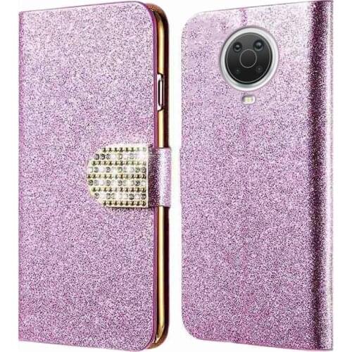 Shiney Rhinestone Phone Cover For Nokia 1.4 C20 Plus C1 2nd Edition Coque PU Leather Flip Case For Nokia G10 G20 Carteira Etui