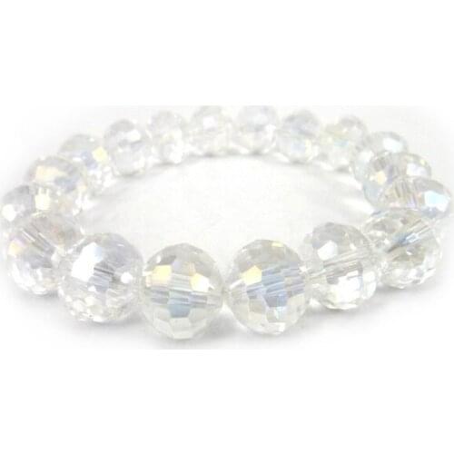 MOODPC Free shipping shiny 12mm white AB crystal glass facet beads bracelet women gift stretch bracelet