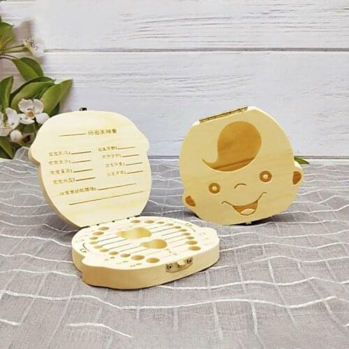 Baby Tooth Keepsake Box, Wooden Tooth Deciduous Teeth Saver Boxes Container For Child Kids first tooth and curl keepsake