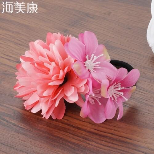 Haimeikang Chiffon Flowers Children Girls Elastic Hair Bands Hair Accessories Rubber Bands Barrettes Girl Headwear