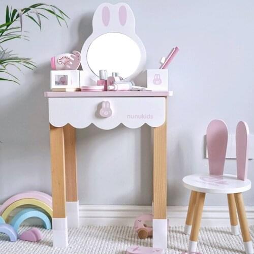 Childrens wooden dressing table girl princess multifunctional dressing table childrens simulation play house toy birthday gift