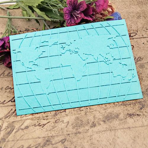 10.5x14.7cm world map Embossing folders Plastic bump Scrapbooking DIY Template Fondant indentation Cake Photo Album Card Make