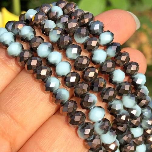 Faceted Rondelle Blue Copper Austrian Crystal Glass High Quality Loose Spacer Beads For Jewelry Making Diy Bracelet 4/6/8MM