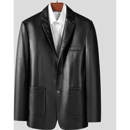 New Mens Sheep Leather Coat Suit Winter Jacket Men Korean Slim Hot Sale