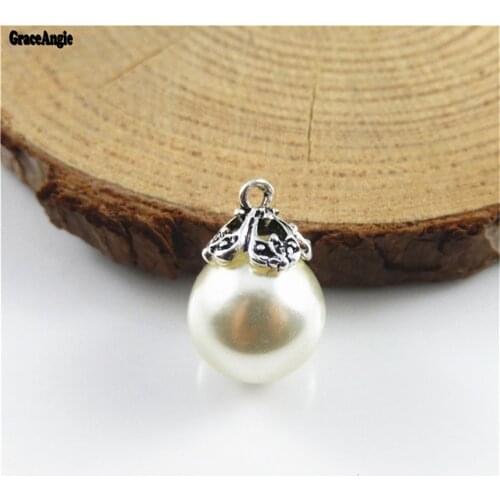 GraceAngie 18pcs Hot Selling Milky White Lmitated Pearl Jewelry Finding Suspension Earring Necklace Accessory Handmade 52704